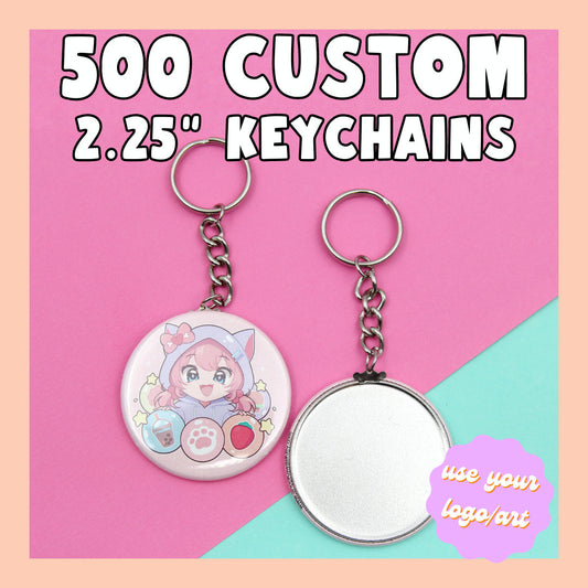 500 Custom 2.25" Key Chains - Use Your Own Logo, Artwork, Photos - Fast Production & Delivery, Personalized Key Chains, Wedding Favors